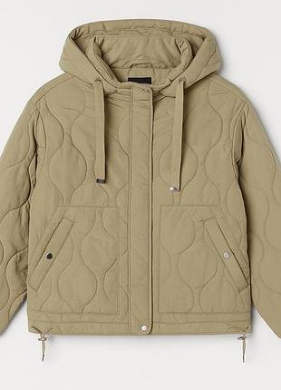 Куртка f&f жіноча стьобана сіро бежева з капюшоном вільна xl
