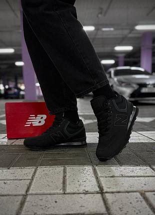 Кроссовки женские / мужские черные с кожи осенние весенние зимние теплые