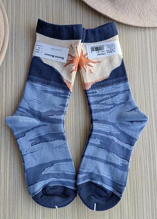 Носки женские bonne maison синие солнце демисезонные, синий 2701465