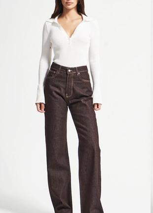 Женские прямые классические коричневые джинсы