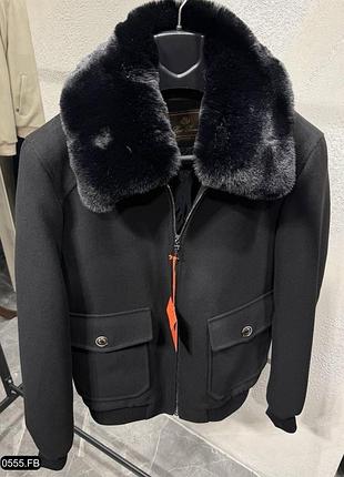 Кашемірова куртка лоро з хутряним коміром