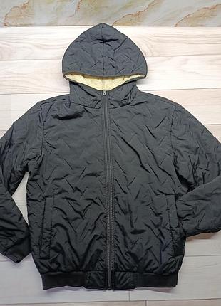 Куртка бомбер черная женская на искусственном меху с карманами m