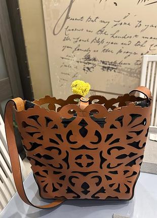 Сумка жіноча uterqüe шкіряна коричнева через плече