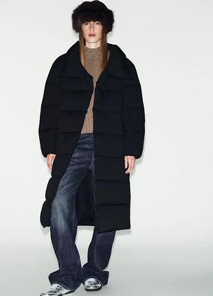 Довгий анорак жіночий чорний zara new