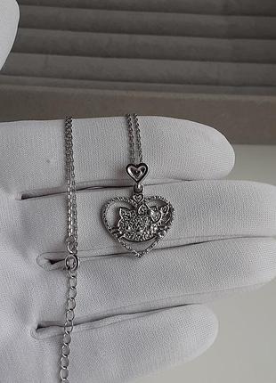 Серебряное колье, цепочка и кулон