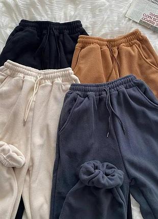 Женские теплые флисовые брюки джоггеры спортивные на флисе батал зима осень