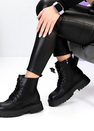 Зимние черные натуральные замш/кожаные ботинки ботинки берцы