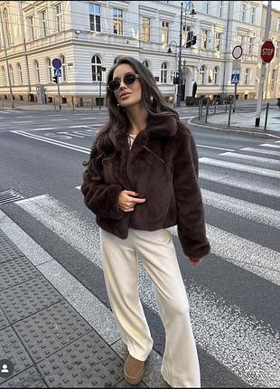 Шуба zara новая короткая под нотку хс-м