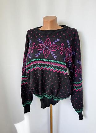 Steffner вязанный шерстяной свитер традиционный австрийский синий с розовым баварский с зимним орнаментом