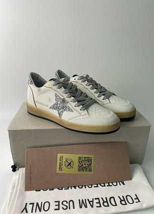 Женские белые потертые кеды кроссовки серебро звезда голден гус golden goose