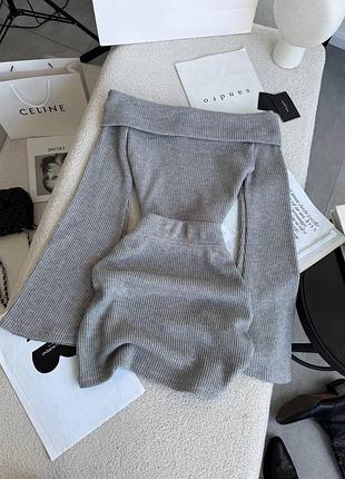 Жіночий повсякденний класичний ангоровий костюм теплий двійка спідниця юбка та кофта топ топік тканина турецька щільна тепла ангора вʼязка