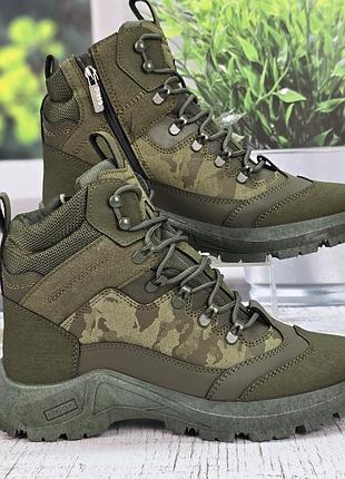 Ботинки мужские зимние dago style хаки на меху 6032