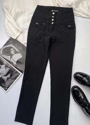 Женские чёрные брюки на флисе yingguoxiang с высокой талией