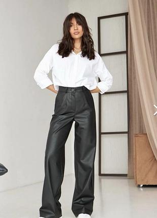 Брюки палаццо из эко кожи
