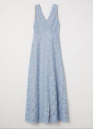 Шикарное свадебное, вечернее, выпускное длинное кружевное платье h&amp;m