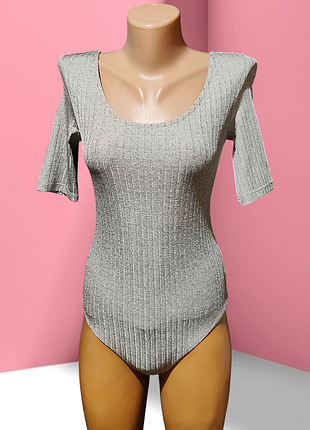 Шикарное модное боди в рубчик с завязками s (44)