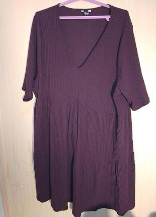 Сукня в рубчик ярусна батал