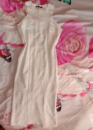 Нарядное элегантное платье-платье zara летнее женское белое
