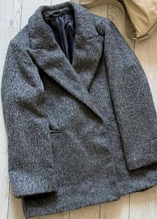 Сіре ворсисте напівпальто l-xl