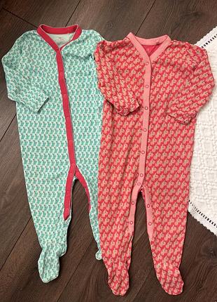 Набір яскравих сліпів чоловічків некст next для дівчинки 12-18 міс 86 см бірюзовий блакитний рожевий з зайчиками собаками