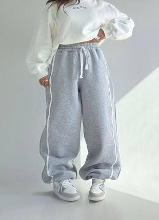 Жіночі повсякденні базові спортивні штани брюки на затяжках тканина тринитка на флісі