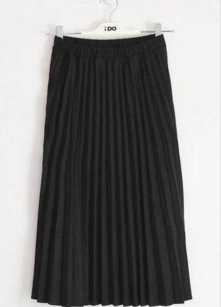 Чорна плісирована спідниця на резинці шифонова спідниця плісе