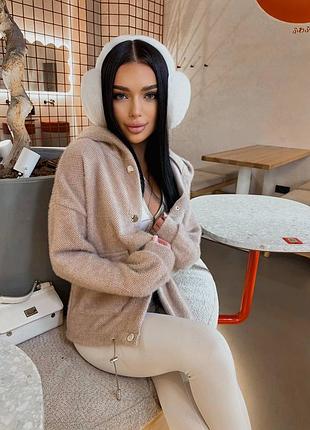 Меховая кофта с карманами 🖤 4