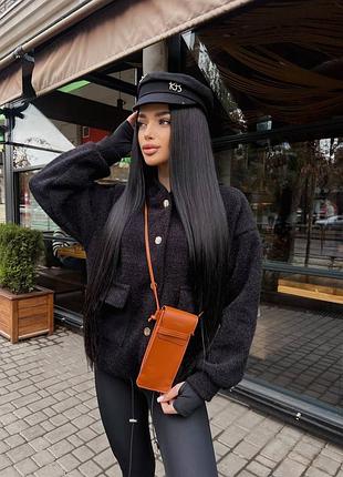 Хутряна кофта з кишенями 🖤 7