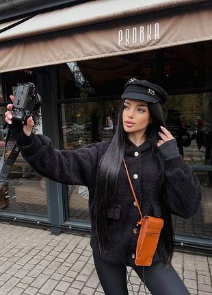 Меховая кофта с карманами 🖤 9