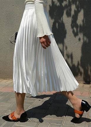 Плиссированная юбка перламутровая новая коллекция zara юбка спідниця міді пліссе