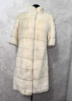 Норкова шуба поперечка, норка pearl, ог 110