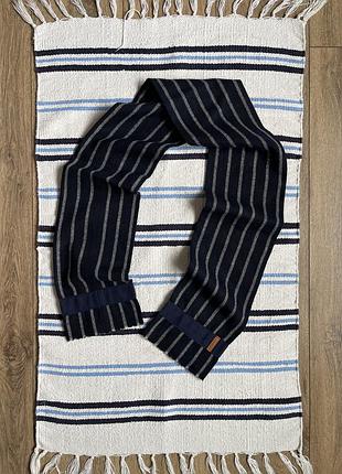 Шерстяной темно синий шарф albam в полоску