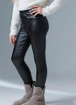 Шкіряні зимові теплі лосіни для дівчинки , на флісі , зима , легінси , штани, шкіра