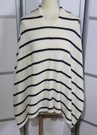 Riani немецкий бренд премиум класса кашемировое пончо белое в черную полоску