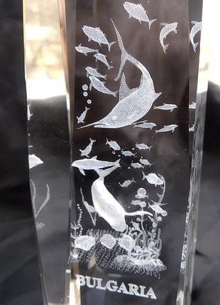 3d скульптура кришталеве скло, дельфіни, болгарія.