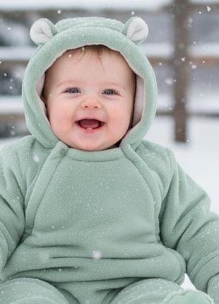 Комбинезон детский с закрытыми ножками и капюшоном теплый