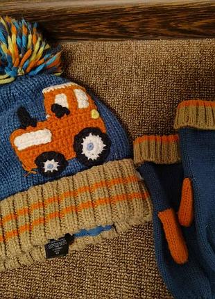 Шапка с варежками на мальчика 4-6рочков