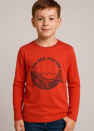 Кофта дитяча, 152 см, червона, принт “the sea you see”