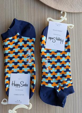 Шкарпетки короткі чоловічі happy socks сині ланки демісезонні, синій 2701402