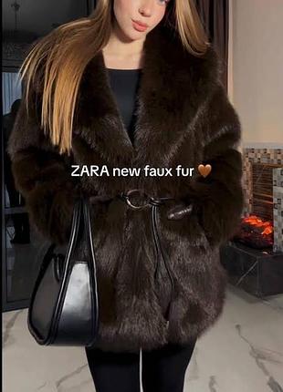 Трендова шуба шубка zara шоколадна зара