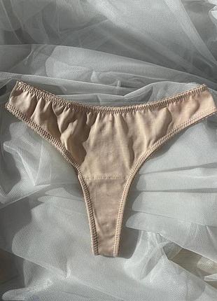 Базові трусики стрінги стринги ручної роботи колір бежевий