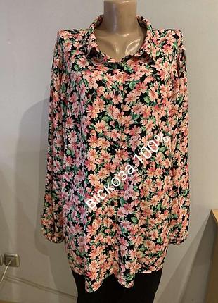 Стильна яскрава натуральна блузка в розкішному принті великого розміру