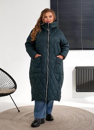 Зимнее женское стеганое пальто с капюшоном