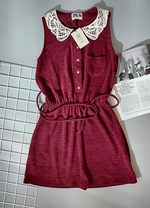 Бордовое винтажное платье сарафан