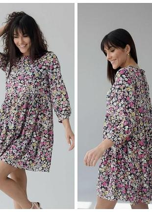 Стильное хлопковое платье в стиле бохо в цветочный принт f&f