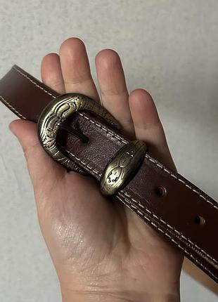 Коричневий шкіряний пасок ремінь з гарною пряжкою ремінь шкіра