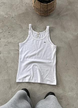 Вінтажна біла базова майка diesel з маленьким логотипом приталена безрукавка