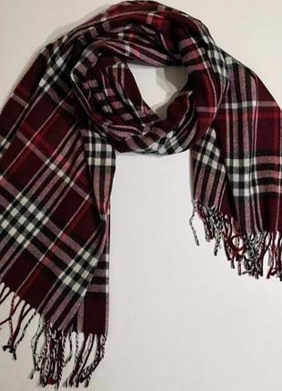 Большой кашемировый шарф палантин тартан в клетку с кисточками итальянское качество шерсть и кашемир