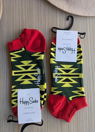Шкарпетки короткі чоловічі happy socks темно-зелені ялинка демісезонні, зелений 2701409
