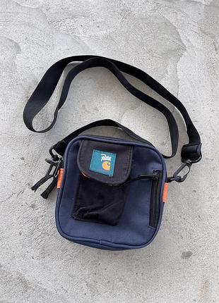 Вінтажний рідкісний сумка через плече месенджер carhartt patta синьо чорний з помаранчевим підкладом